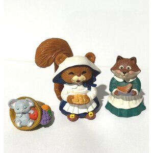 Hallmark Merry Miniatures Thanksgiving lot‎ bundle of 3 fox, squirrel, mouse